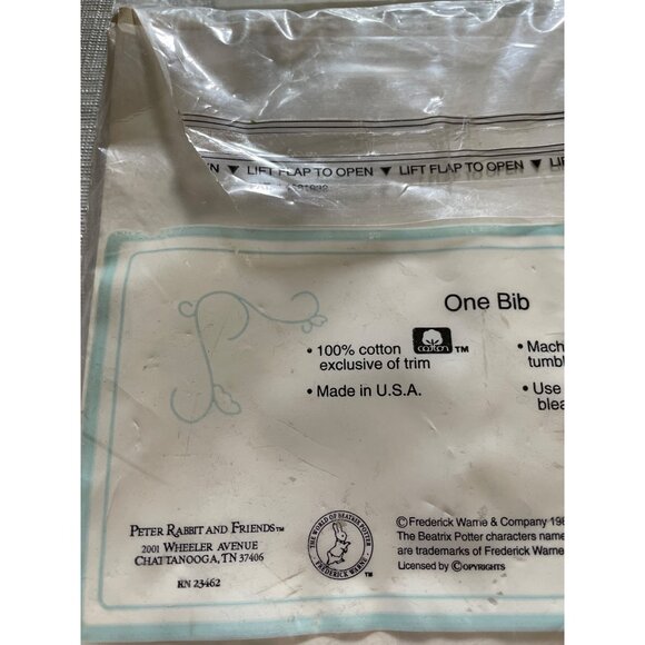 Peter Rabbit & Friends Layette Bib For Babies 100% Cotton Made In USA Embroidere - Picture 8 of 9